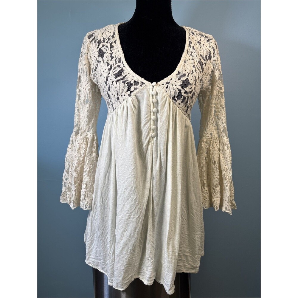 Umgee Cream Color Lace Babydoll Dress Boho (Women’s S) Bohemian